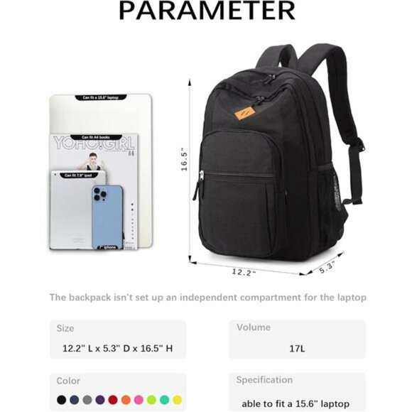 Abshoo Water Resistant School Backpack Travel Bookbag Laptop Tablet Bag - Picture 5 of 7